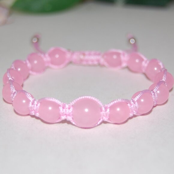 Pink Bracelet,Gemstone Bracelet,Drawstring Shamballa Bracelet,Gift - Picture 3 of 3